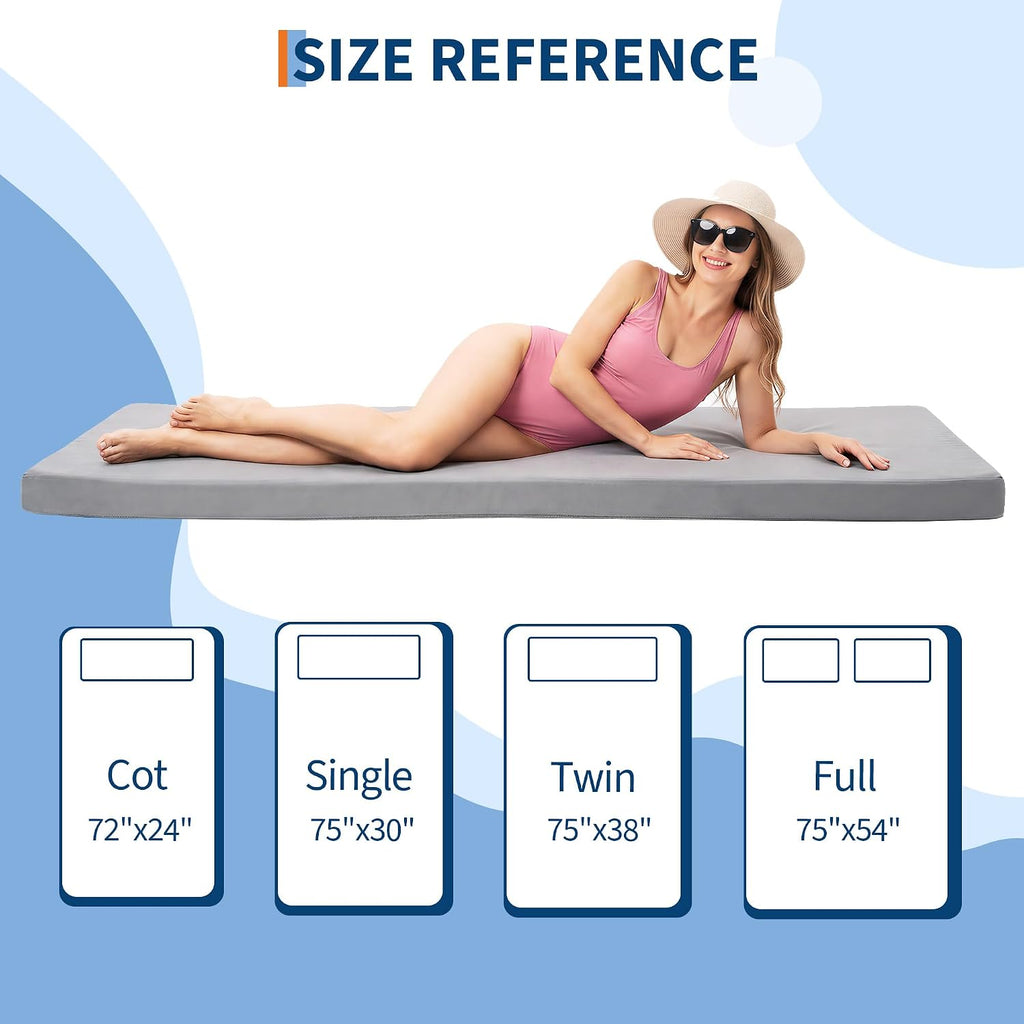 Garvee Memory Foam Camping Mattress Pad, Roll Up Sleeping Pad 3 Inch Thick