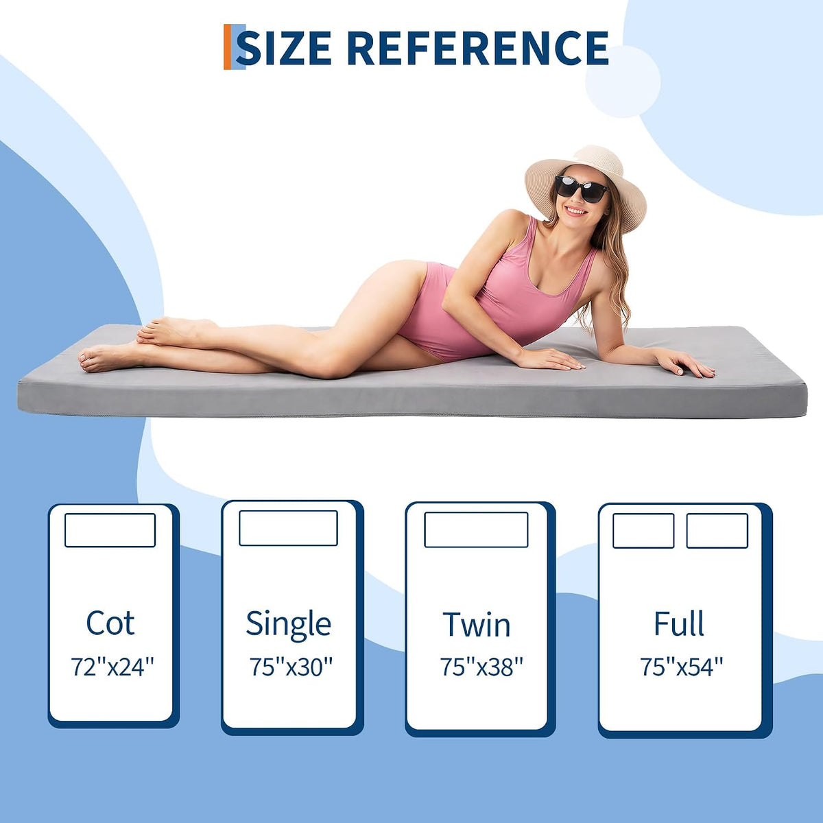 Garvee Memory Foam Camping Mattress Pad, Roll Up Sleeping Pad 3 Inch Thick