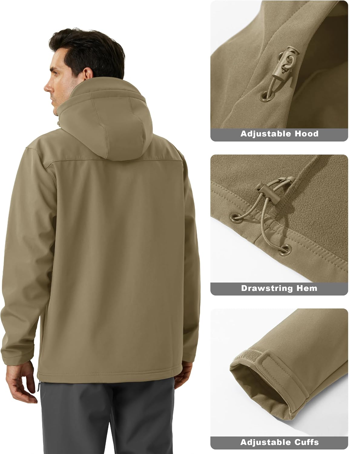 MAGCOMSEN Men's Jacket Waterproof Fleece Lightweight Softshell Rain Coat
