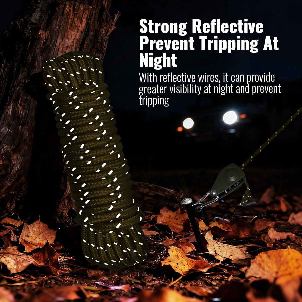 Camping Rope Reflective Tent Rope Guyline with Ratchet Pulley, Tarp Tie Down Ropes for Tent Tarp, Canopy Shelter, Camping, 16.5FT Adjustable Guy Line for Canopy Tent 4Pack Guy Lines Tents Cord