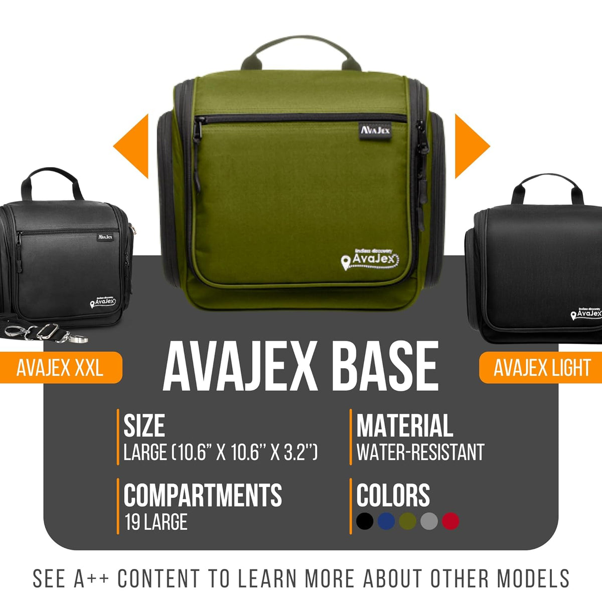 Travel Toiletry Bag for Men and Women - (10.6”x10.6”x3.2”) Large Hanging Toiletry Organizer - Waterproof Hygiene Bag with Metal XXL Swivel Hook, with Sturdy Zippers and 19 Compartments for Toiletries