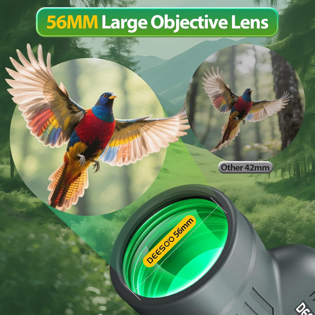 12x56 High Powered Monocular Telescope for Adults with Low Light Vision