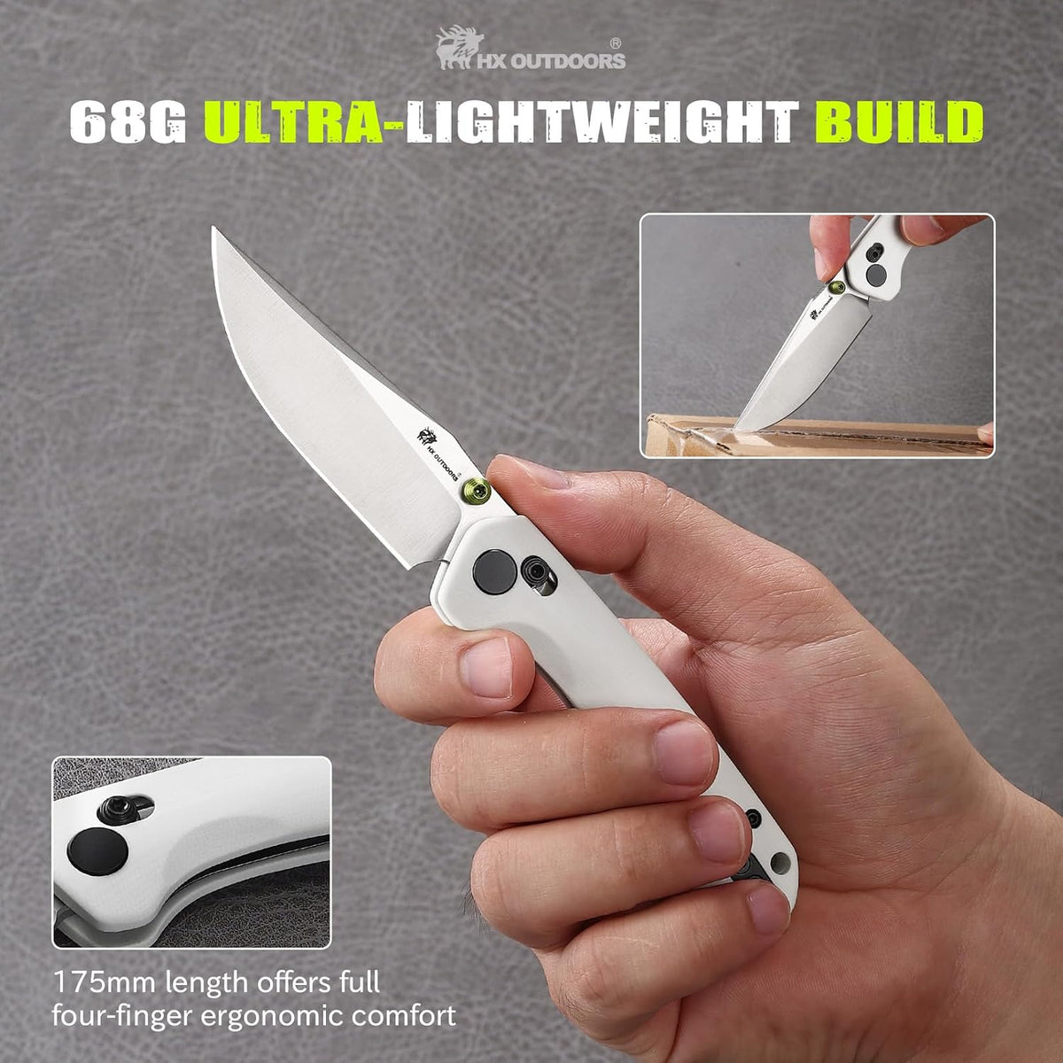 HX OUTDOORS 2.96"" Folding Knife Crossbar Lock 14C28N Blade G10 Handle