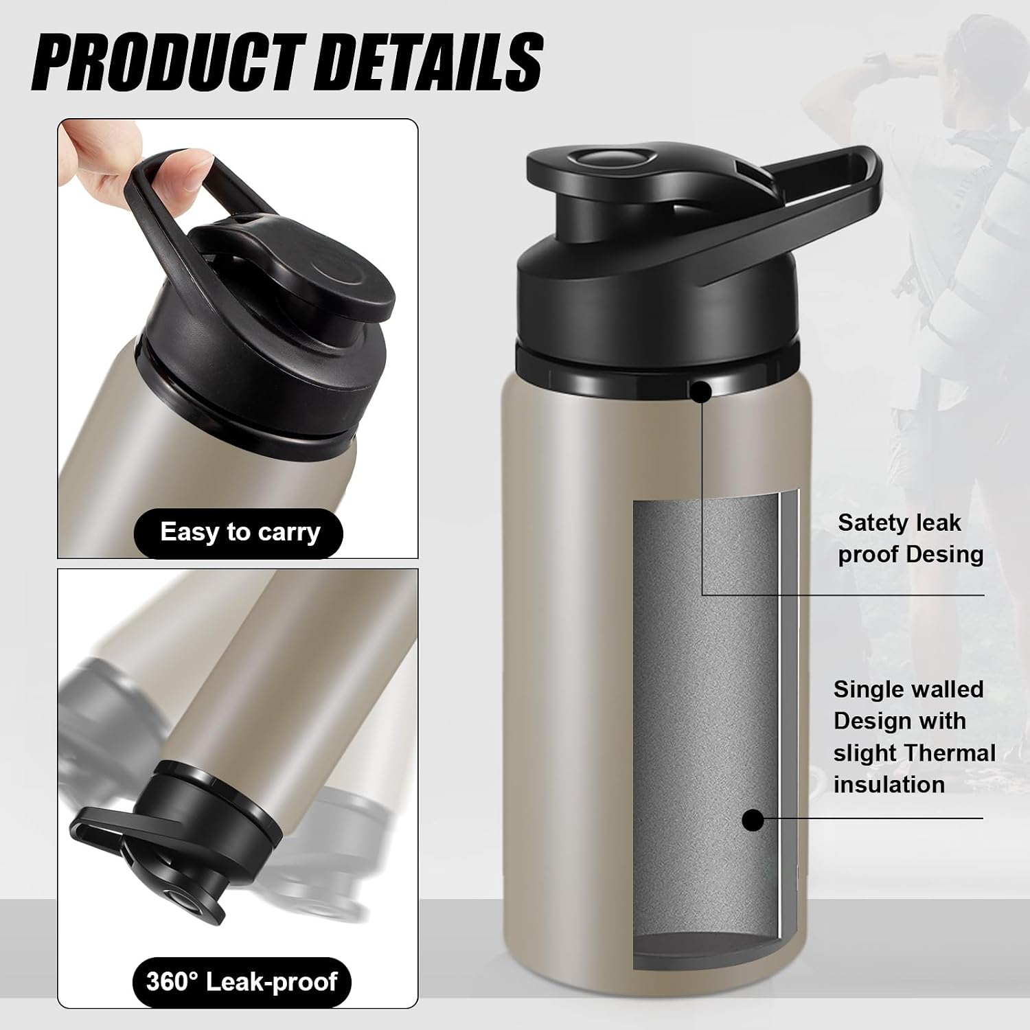 Foaincore 24 Pack Aluminum Water Bottles Bulk,17 oz Reusable Metal Lightweight Water Bottle with Leakproof Flip Lid & Carry Handle,Bulk Sports Bottles for Gym,Cycling,Hiking,Travel