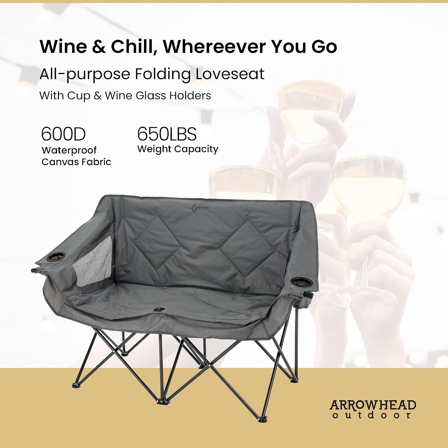 ARROWHEAD OUTDOOR Portable Folding Double Duo Camping Chair Loveseat