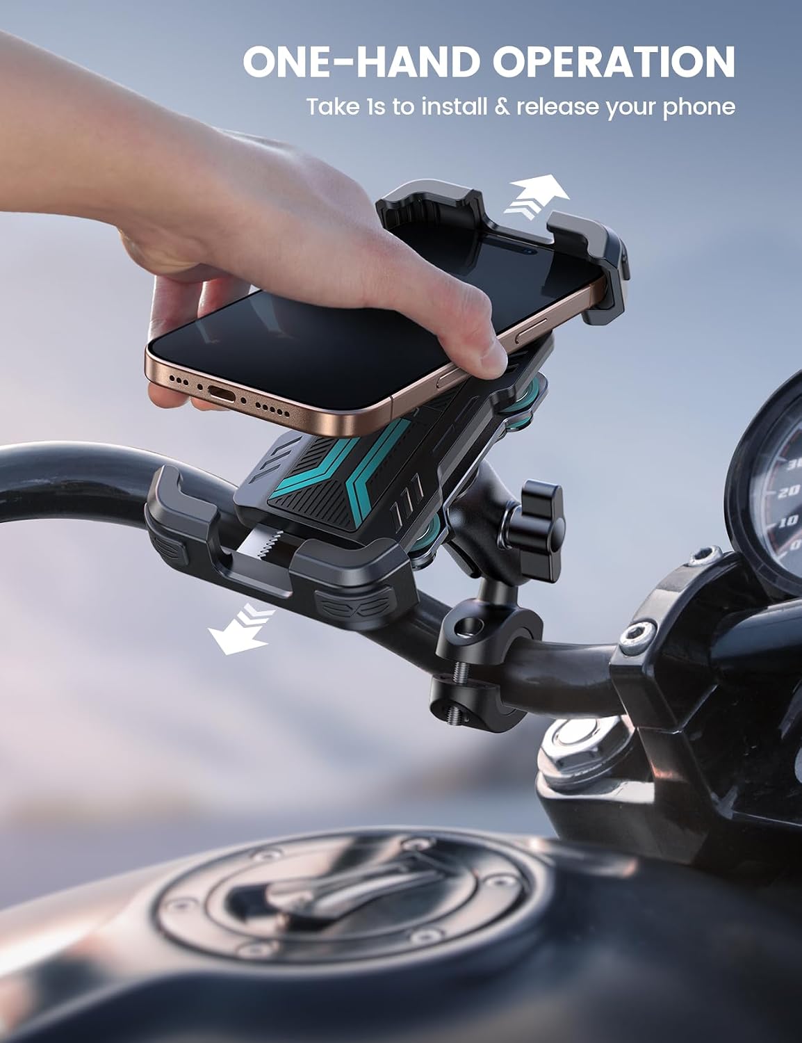 Lamicall Motorcycle Phone Mount Holder with Dual Vibration Dampener