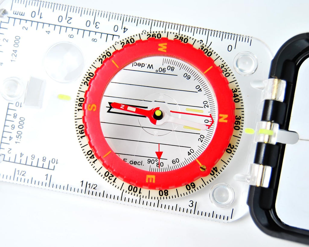 Orienteering Map Compass with Sighting Mirror, Adjustable Declination Clinometer, Night Glowing Dial, Survival Surveying Drawing map Ruler, Professional Field Compass for Map Reading