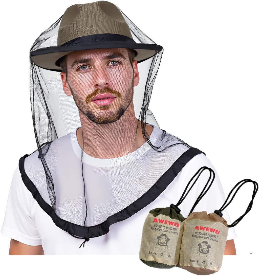 Mosquito Head Net,2 Pack Ultra Fine Ice Silk Cooling Large Long Mesh