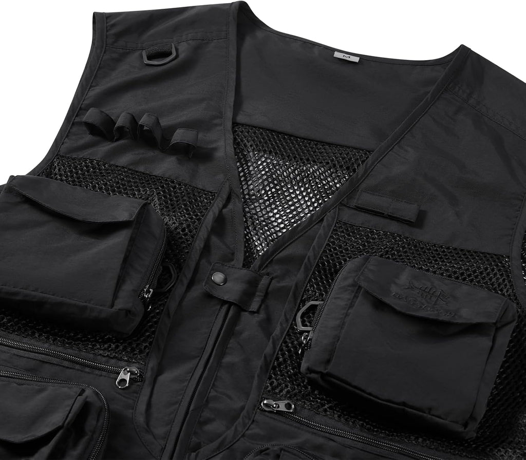 BASSDASH Men's Women's Utility Fishing Cargo Vest Outdoor Safari Photography Work Vest with Multi Pockets Mesh Back FV14