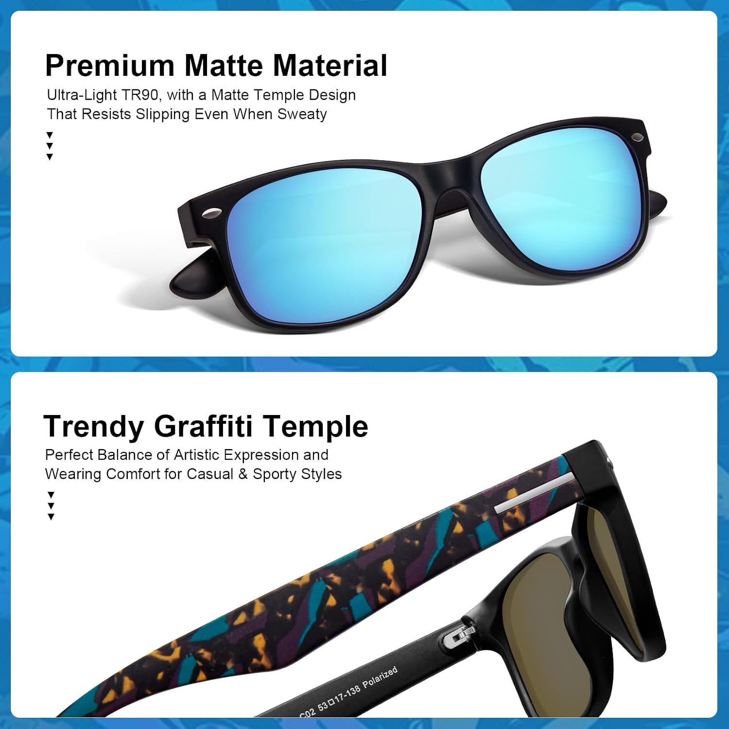 CARFIA Polarized Sunglasses Men Womens UV Protection,TR90 Lightweight Frame Sports Life Style Outdoor Running Sun Glasses