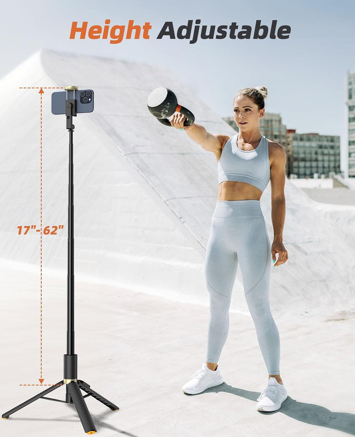 Tripod for iPhone, Selfie Stick with Remote, Stable & Durable Phone Tripod