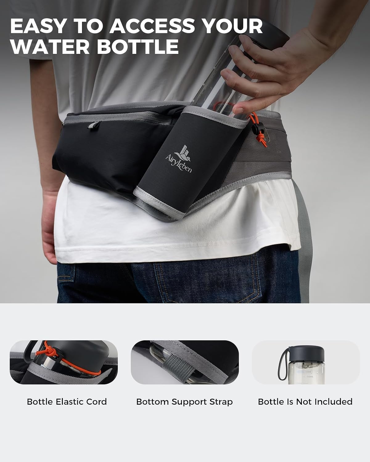 Fanny Pack with Water Bottle Holder, RFID Blocking Running Belt Bag