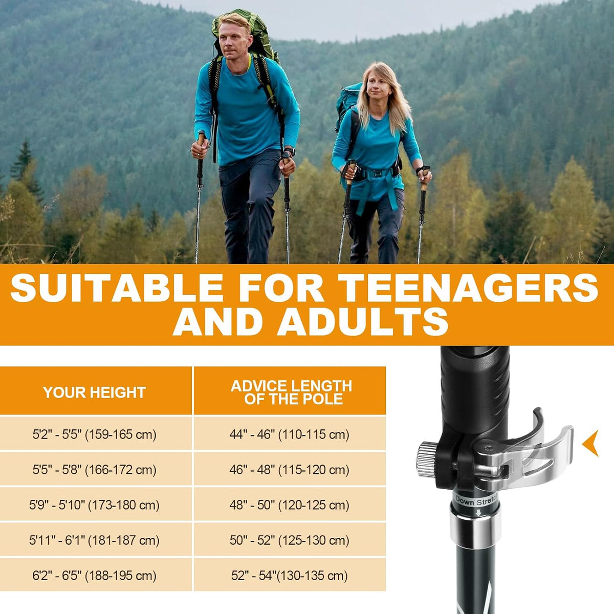COVACURE Hiking Poles Collapsible, Aluminum Alloy 7075 Trekking Poles