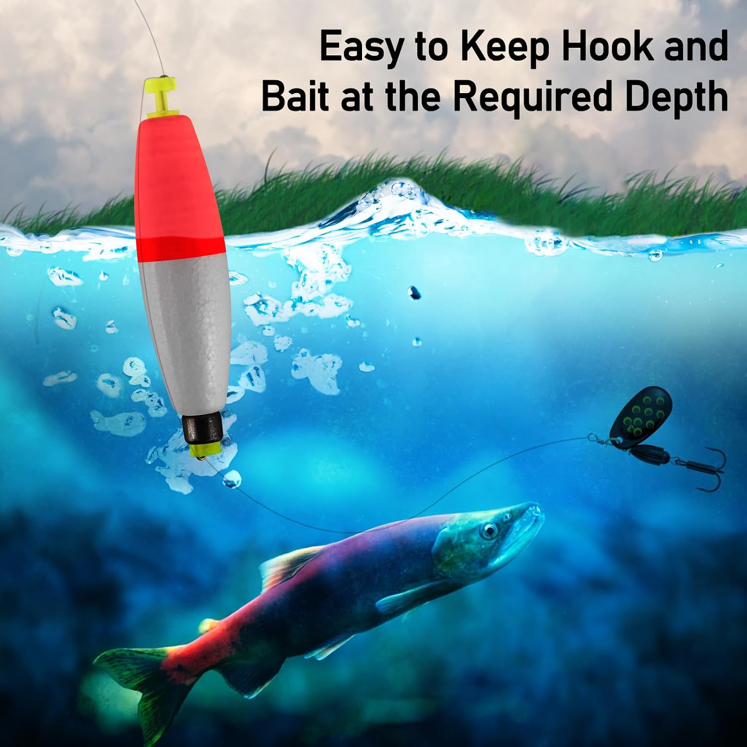 Alwonder 10-Pack Fishing Bobbers Floats, Weighted Bobbers for Fishing Cigar EVA Foam Snap-on Floats Corks Floaters Buoys for Crappie Bass Panfish Bluegills Trout