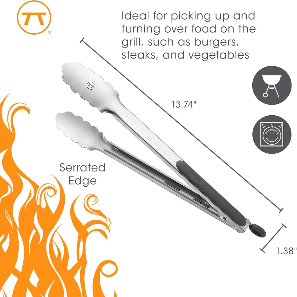 Outset Camping Cooking Utensil Set, Tongs, Spatula & Spoon Camp Utensils