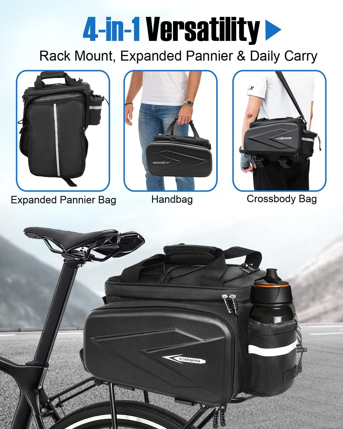 NDakter Bike Rear Rack Bag, 20L Waterproof Insulated Cooler Bag