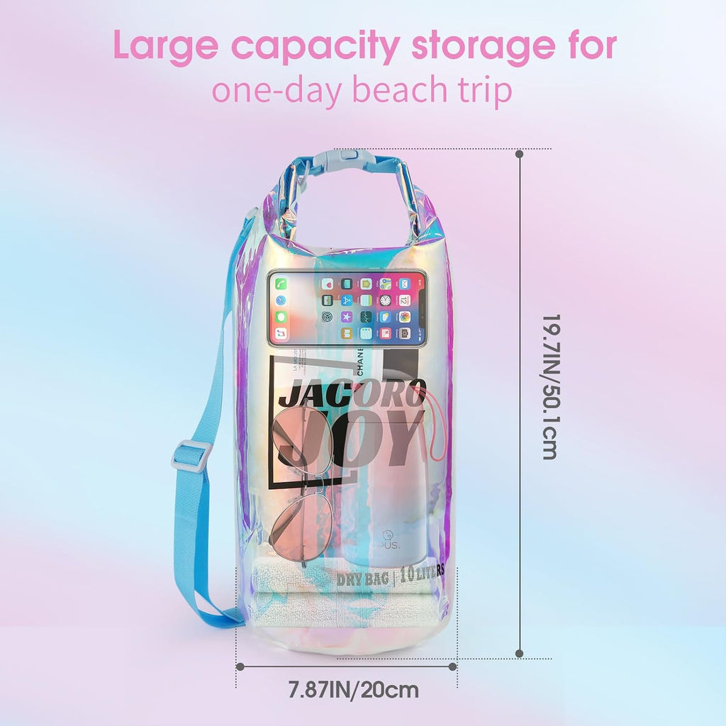 Iridescent Dry Bag, 10L Waterproof Beach Bag