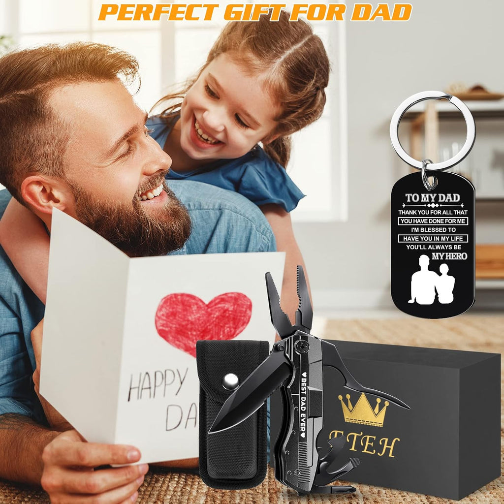 Dad Gifts from Daughter Son Wife Kids,BEST DAD EVER Multitool Knife,Christmas Birthday Father Day for Dad Step New Dad,Unique Camping Hunting Cycling Gift Ideas