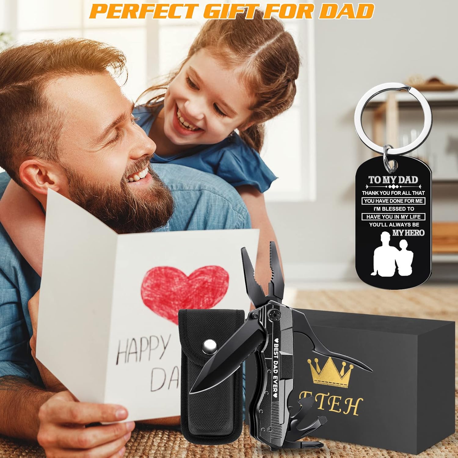 Dad Gifts from Daughter Son Wife Kids,BEST DAD EVER Multitool Knife,Christmas Birthday Father Day for Dad Step New Dad,Unique Camping Hunting Cycling Gift Ideas