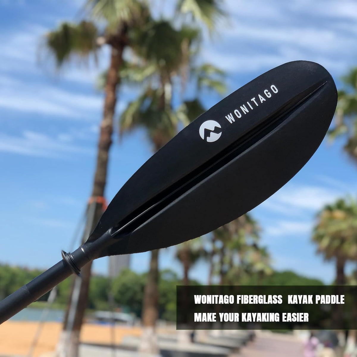 Adjustable Kayak Paddle, Fiberglass Shaft and Reinforced PP Blade
