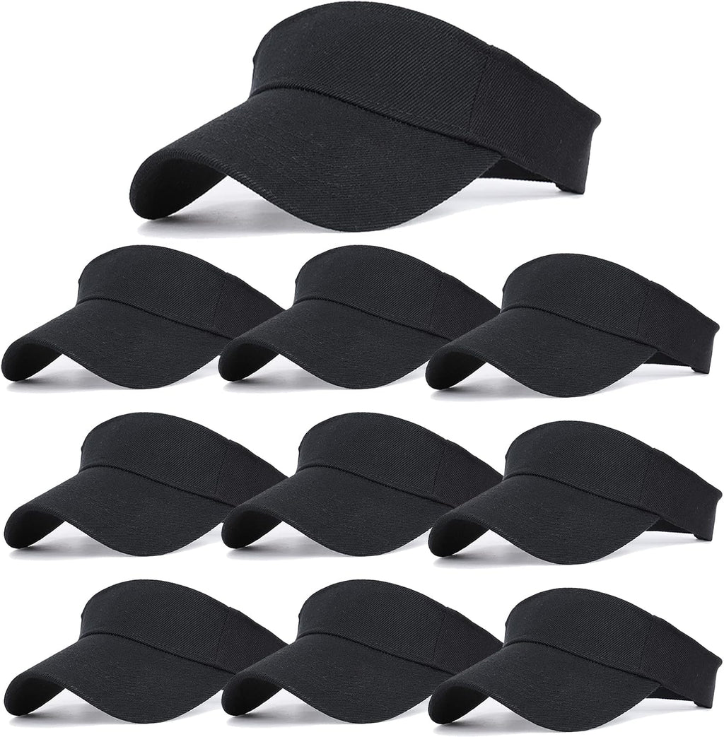 10 Pack Men Women Sun Visor Adjustable UV Protection Blank Sun Visor Hats Caps for Beach Pool Golf Tennis Sports