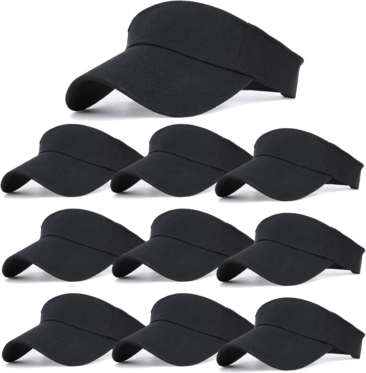 10 Pack Men Women Sun Visor Adjustable UV Protection Blank Sun Visor Hats Caps for Beach Pool Golf Tennis Sports