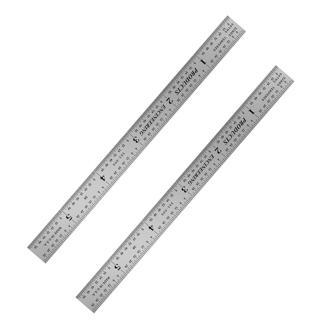 PEC Tools Made in USA 6" Metal Ruler, Rigid, 3 Pack