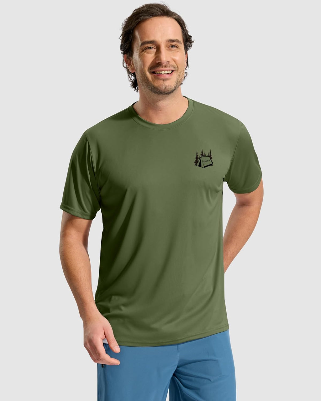 Pudolla Men's Fishing Swim Graphic Shirts Short Sleeve Sun Protection UV UPF 50+ SPF Tee Quick Dry Lightweight Water Tops