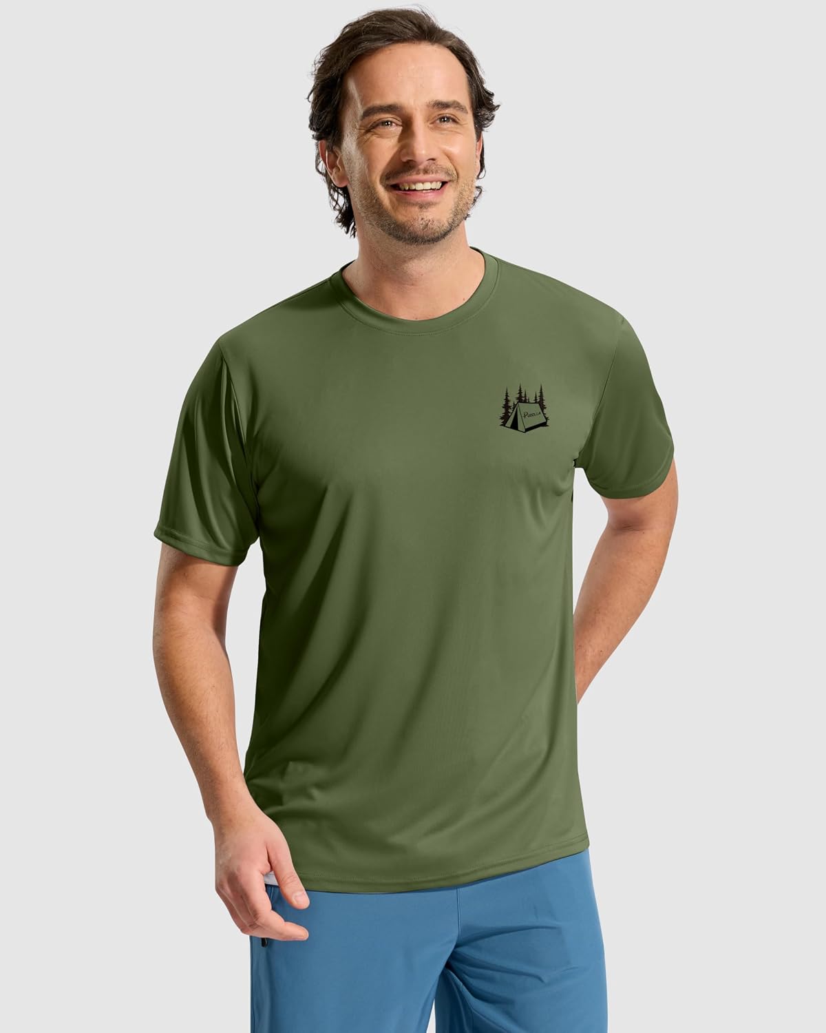 Pudolla Men's Fishing Swim Graphic Shirts Short Sleeve Sun Protection UV UPF 50+ SPF Tee Quick Dry Lightweight Water Tops