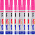 Pink Paint Markers, 8 Pack Oil-Based Waterproof Quick Dry Permanent Paint Pen Set for Rocks Painting, Wood, Fabric, Plastic, Canvas, Glass, Mugs, Metal, Tire, Stone, DIY Craft