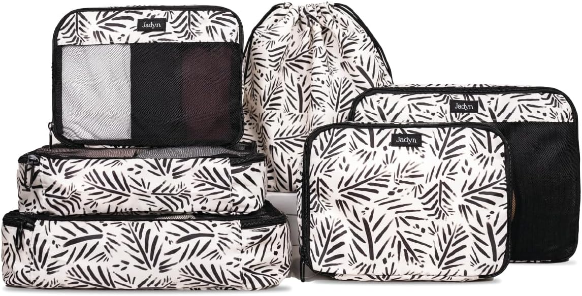 Jadyn Packing Cubes for Travel, 6-Piece Large Packing Cube Organizer Set for Suitcase, Duffel Bag, Luggage, Multiple Sizes Travel Essentials (Desert Foliage)