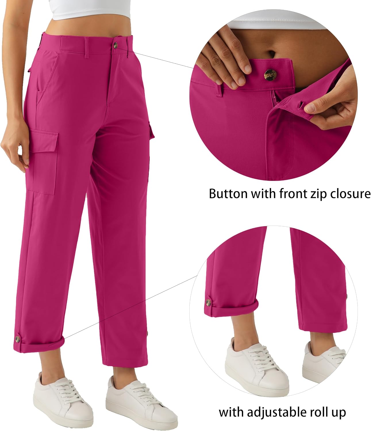Women's Lightweight Hiking Work Cargo Pants with 5 Pockets Outdoor