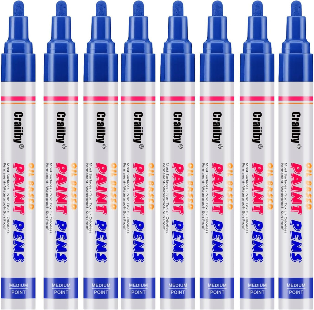 Gold Paint Markers, 8 Pack Oil-Based Waterproof Quick Dry Permanent Paint Pen Set for Rocks Painting, Wood, Fabric, Plastic, Canvas, Glass, Mugs, Metal, Tire, Stone, DIY Craft