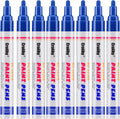 Blue Paint Markers, 8 Pack Oil-Based Waterproof Quick Dry Permanent Paint Pen Set for Rocks Painting, Wood, Fabric, Plastic, Canvas, Glass, Mugs, Metal, Tire, Stone, DIY Craft