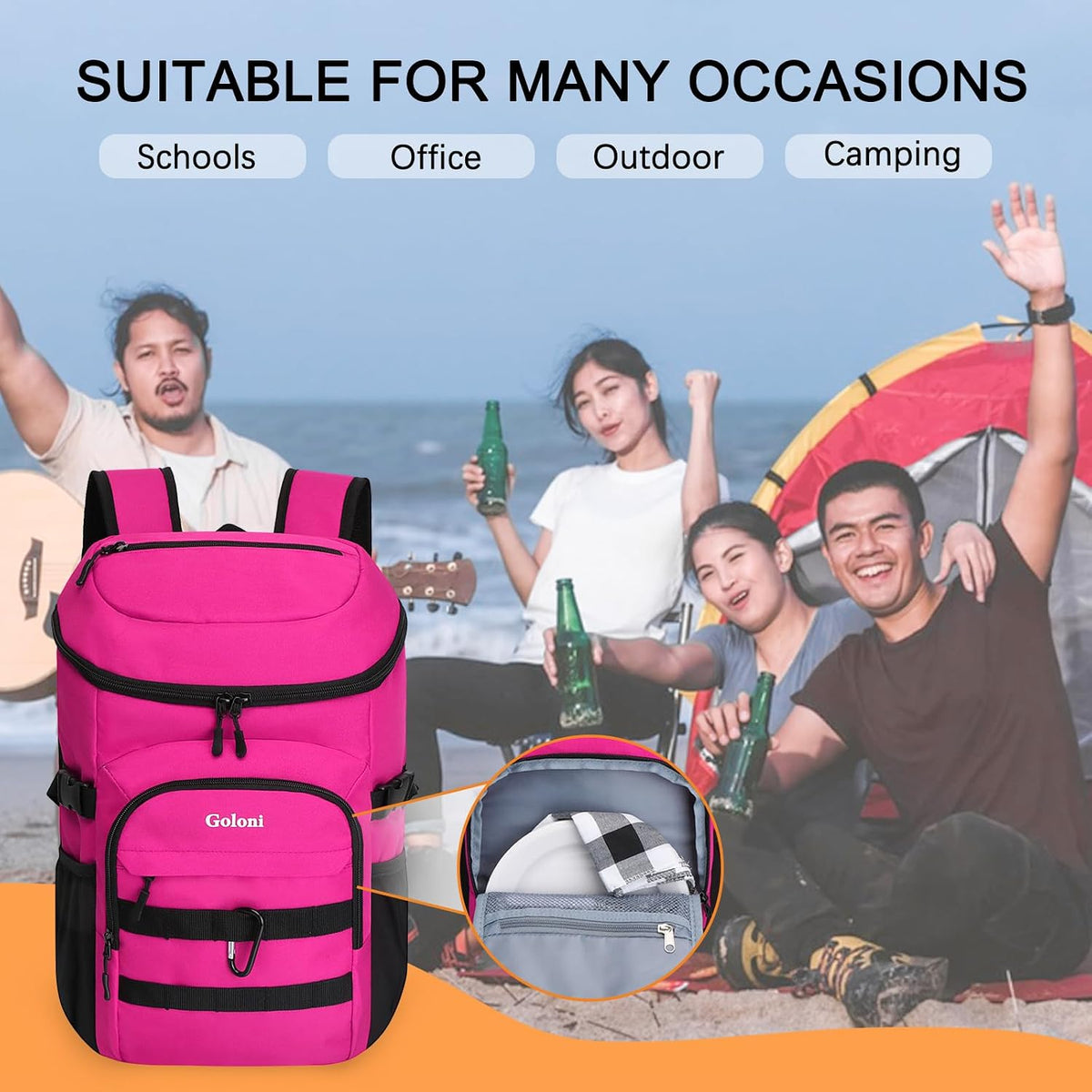Cooler Backpack Insulated Leak Proof,Small Soft Coolers Bag for Men and Women Camping,Travel,Beach,Hiking,Picnic