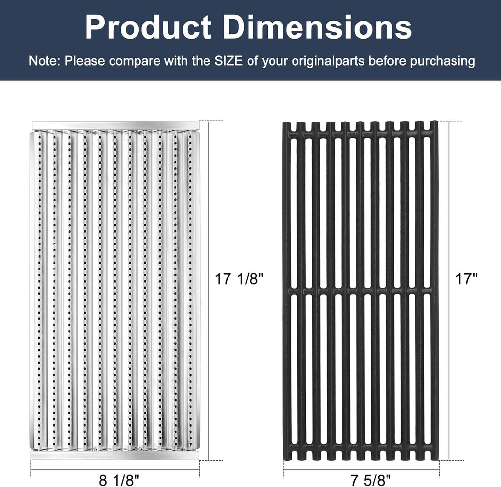 Criditpid Grill Replacement Parts for Charbroil 463242516 463242515, Cooking Grates, Emitter Plates, Burners, Heat Plates, Crossover Tubes & Ignitors for Charbroil Commercial Grill