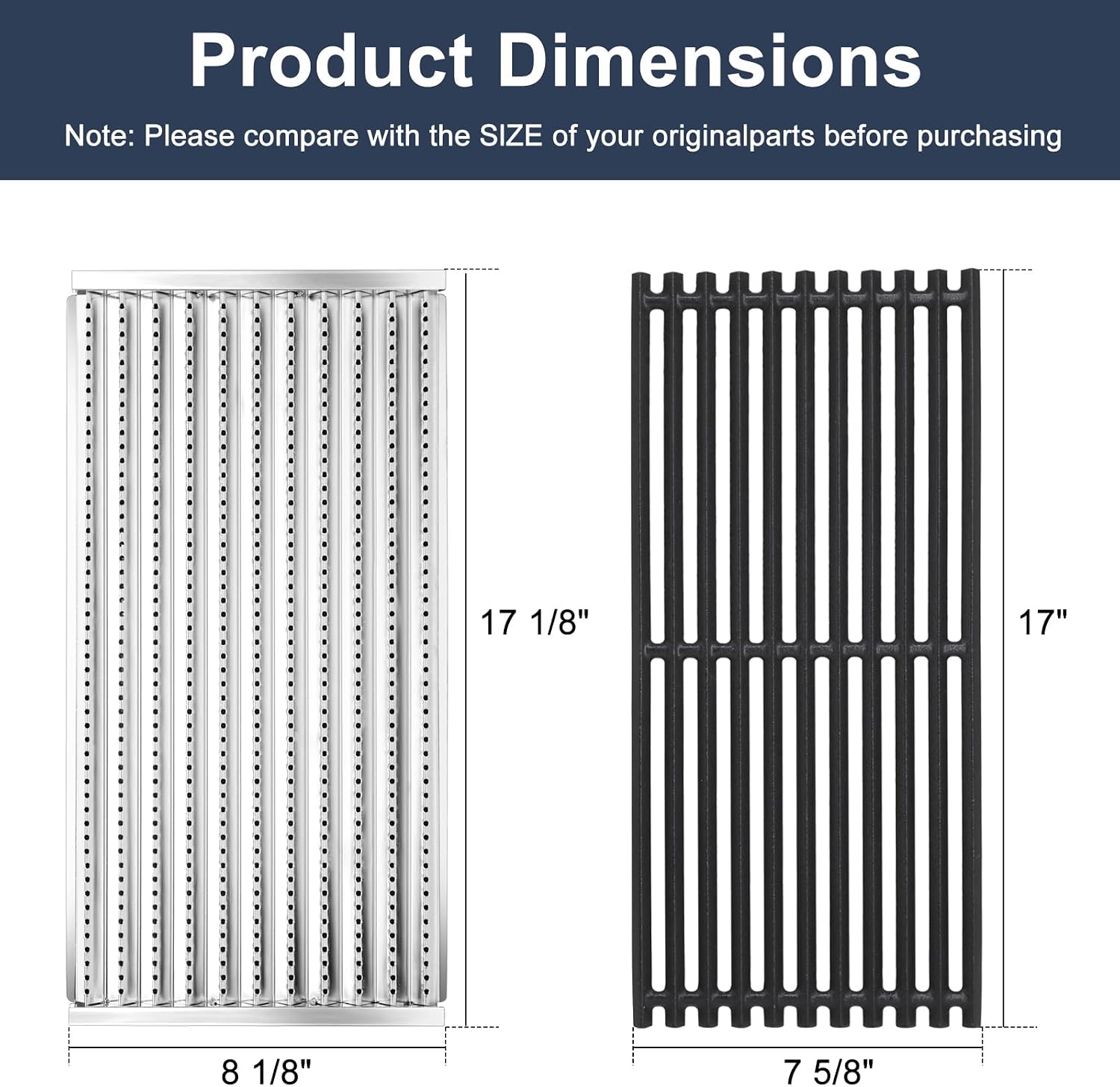 Criditpid Grill Replacement Parts for Charbroil 463242516 463242515, Cooking Grates, Emitter Plates, Burners, Heat Plates, Crossover Tubes & Ignitors for Charbroil Commercial Grill