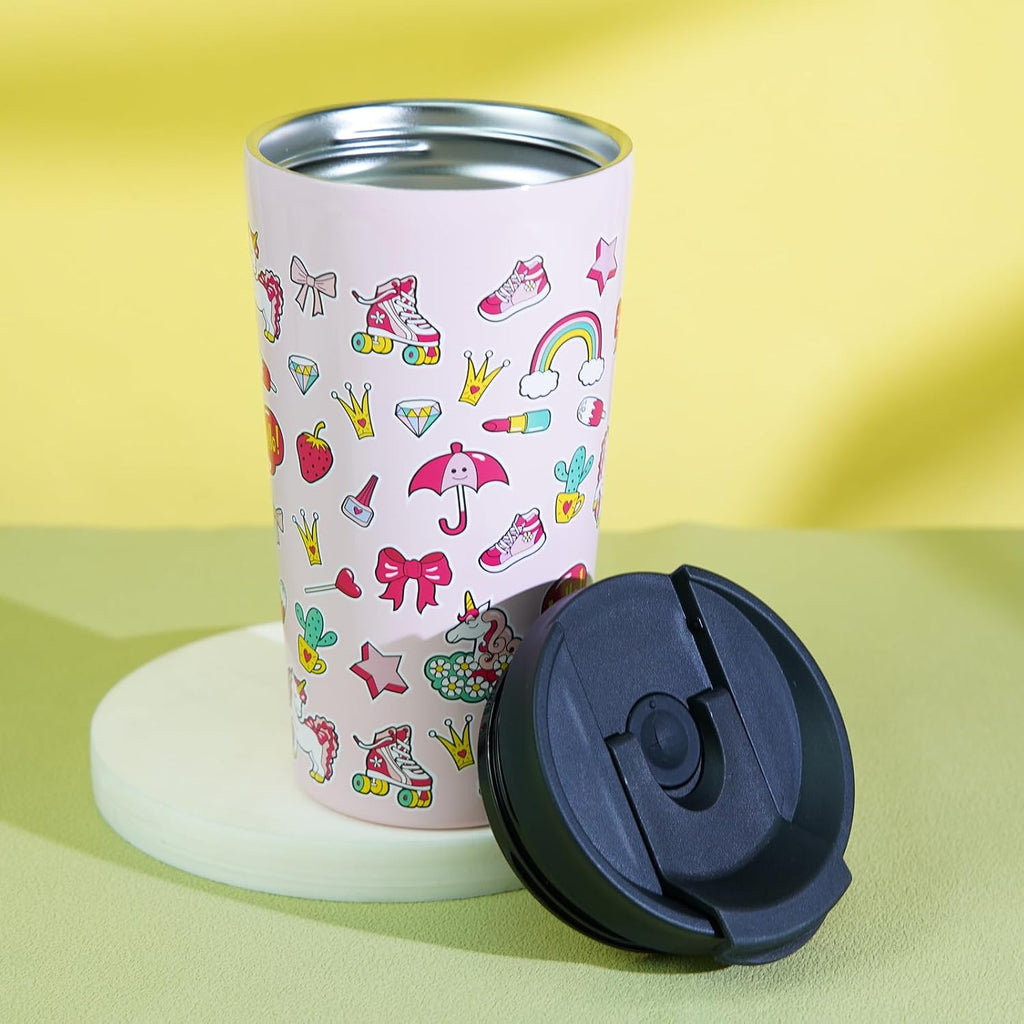 BJPKPK 18 oz Coffee Tumbler with Straw, Insulated Stainless Steel Cup