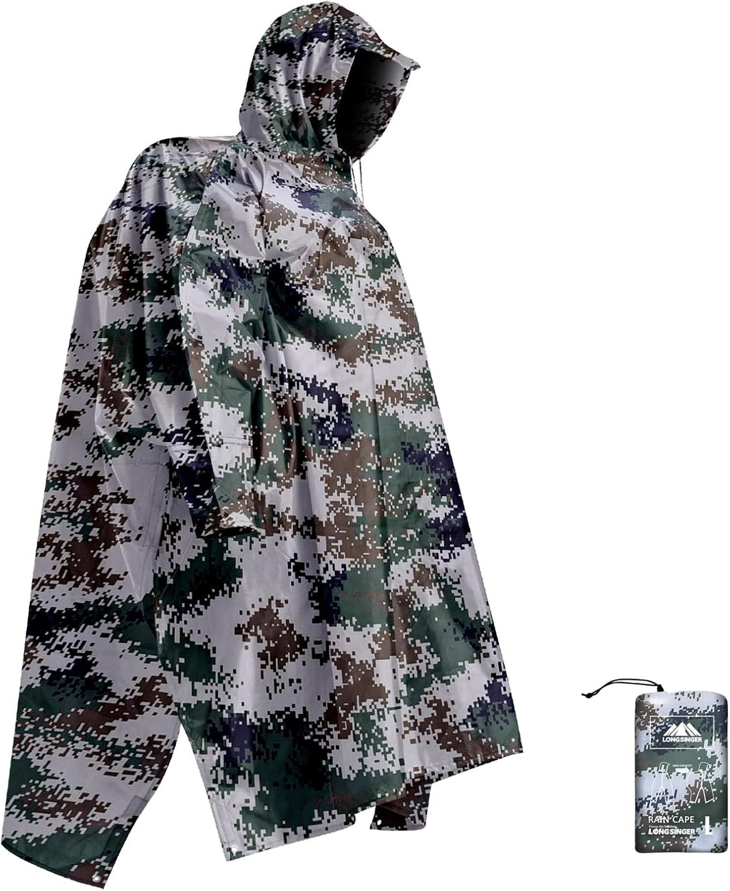 Hooded Rain Poncho for Adult with Pocket Waterproof Lightweight Unisex Raincoat for Hiking Camping Emergency