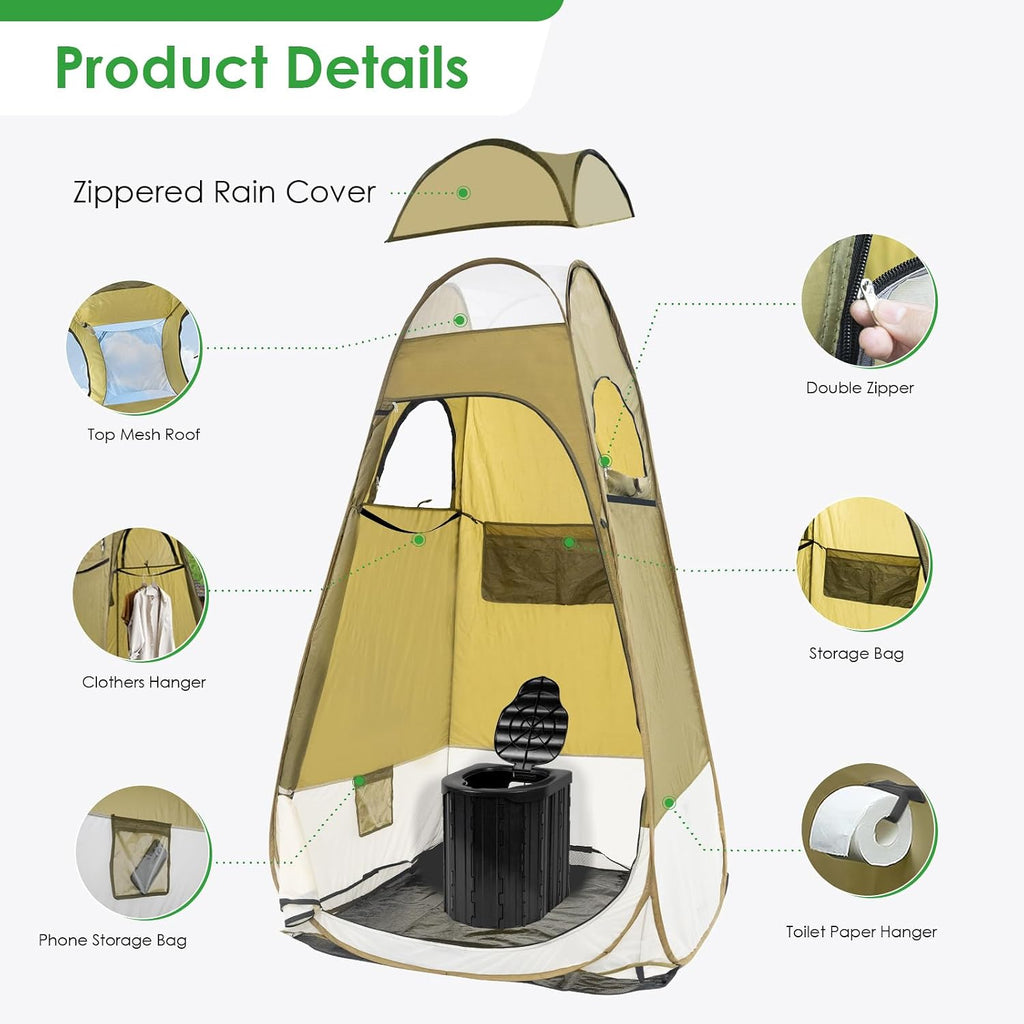 Portable Privacy Tent - Pop Up Shower & Changing Room for Outdoor Camping