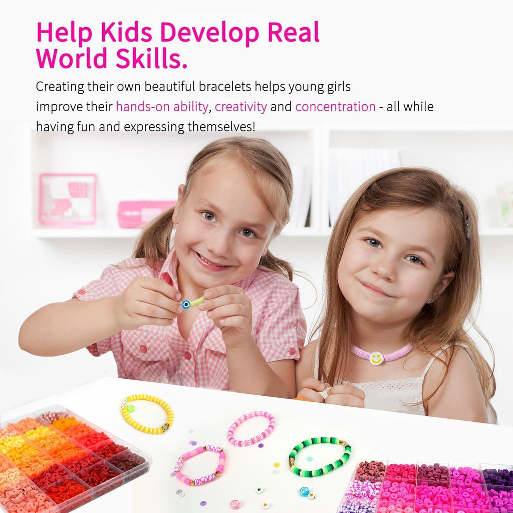 Friendship Bracelet Kit, 14,000pcs 48 Colors Bracelet Making Kit Clay Beads with Number Letter Bead Set Concert Merch Arts and Crafts Gifts for Kids Teen Girls Jewelry Making Supplies Bracelet Maker