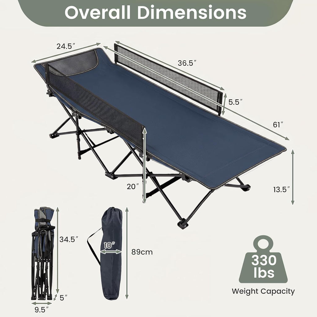Goplus Foldable Kids Cot, Portable Sleeping Cot (Navy Blue)