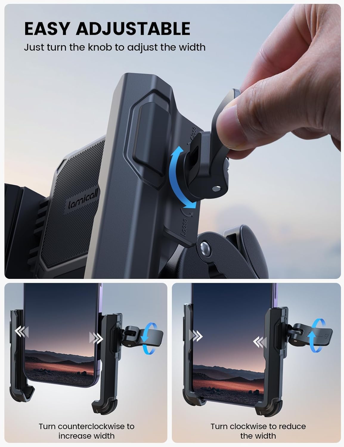 Lamicall Motorcycle Bike Phone Mount, 1s Lock Bike Phone Holder