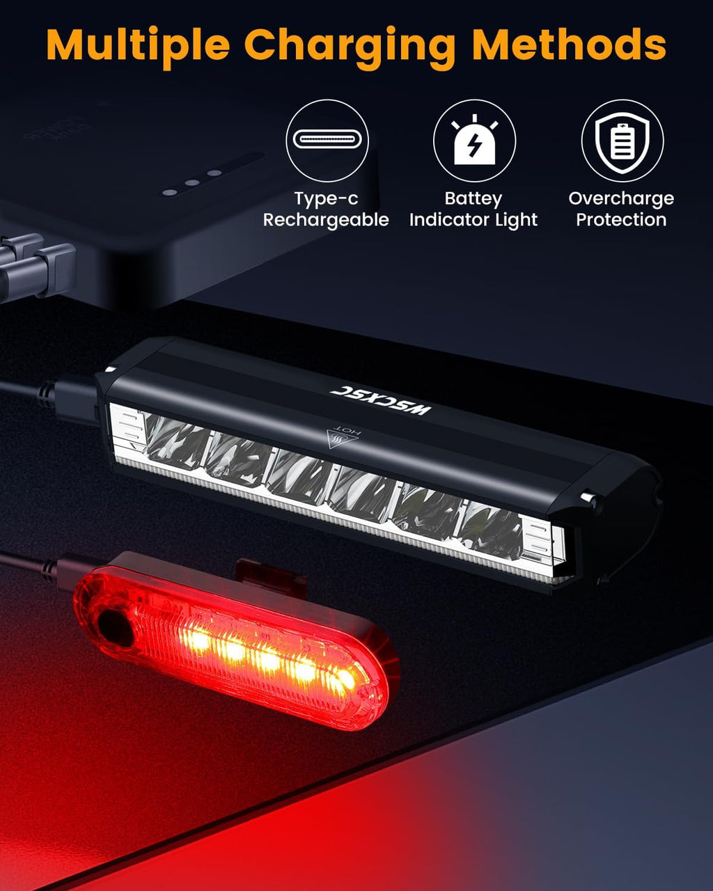 Best Bright Bike Light for Night Riding, USB-C Rechargeable Bicycle Light, Bicycle Headlight Set, Daytime Running Light, Waterproof Bike Headlight Taillight for Adult Kid Mountain MTB Off-Road Cycling