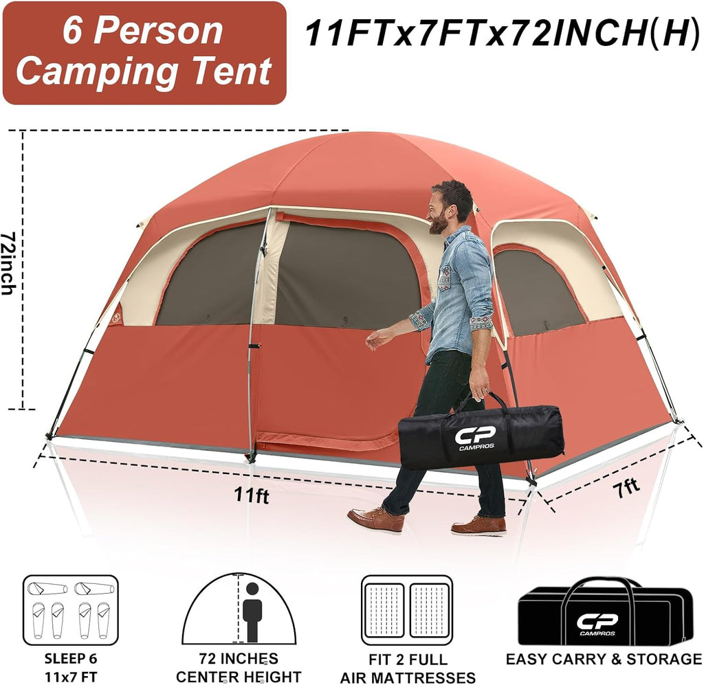 CAMPROS CP Upgraded 6/8 Person Camping Tents, Waterproof Family Tent