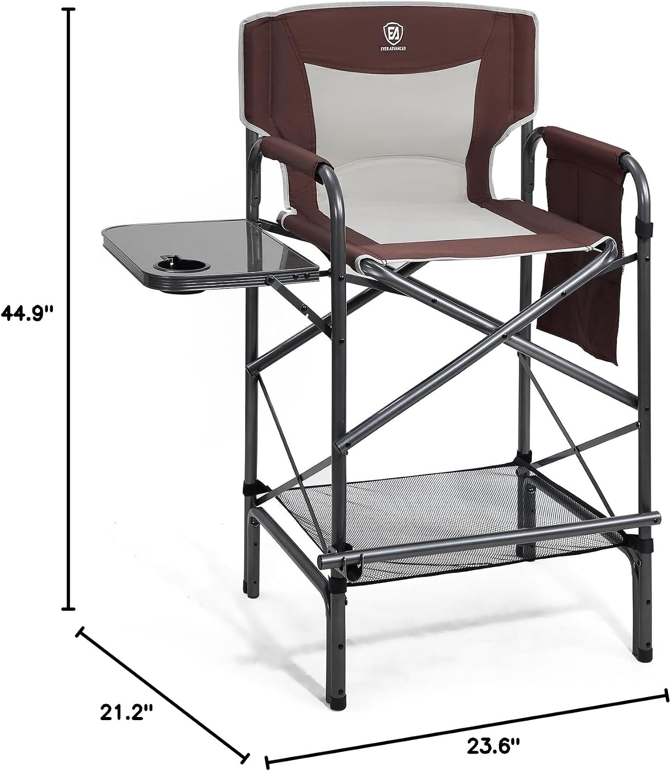 EVER ADVANCED 30.7" Seat Height Directors Chair for Makeup Artist with Side Table Easy Get in Out for Elderly Tall Camping Chair Supports 350lbs Red