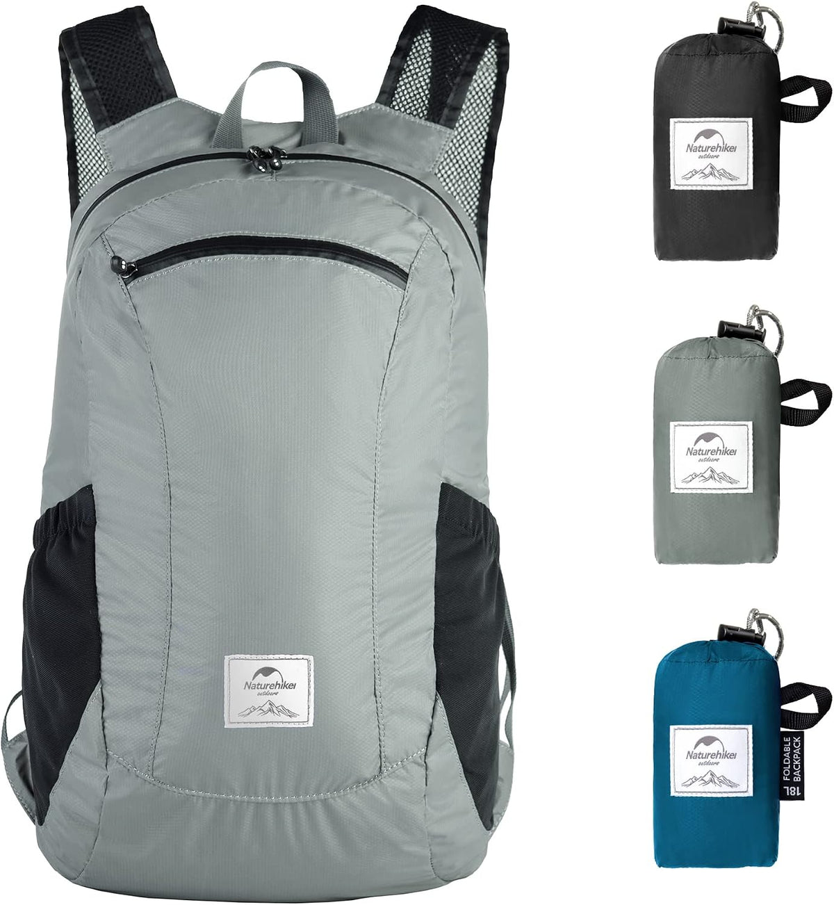 Naturehike 18L Lightweight Hiking Backpack, Waterproof Camping Packable Backpack Ultralight for Travel, Airplane, Small Hiking Daypack for Adults, Grey