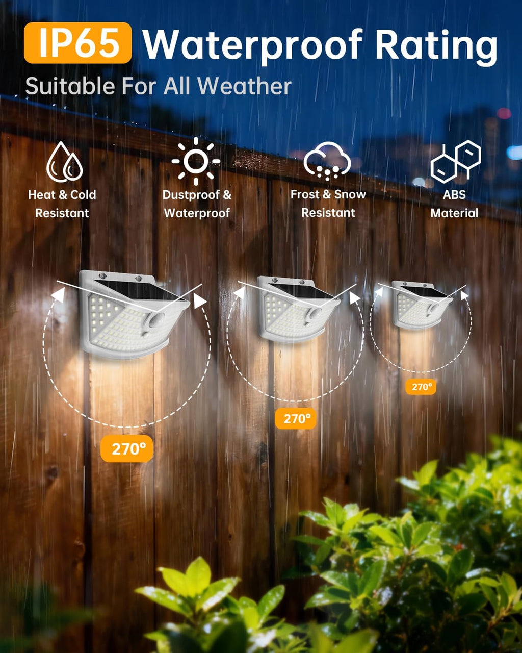 Aootek Solar Motion Sensor Lights Outdoor 120 LEDs, White, 6 Pack
