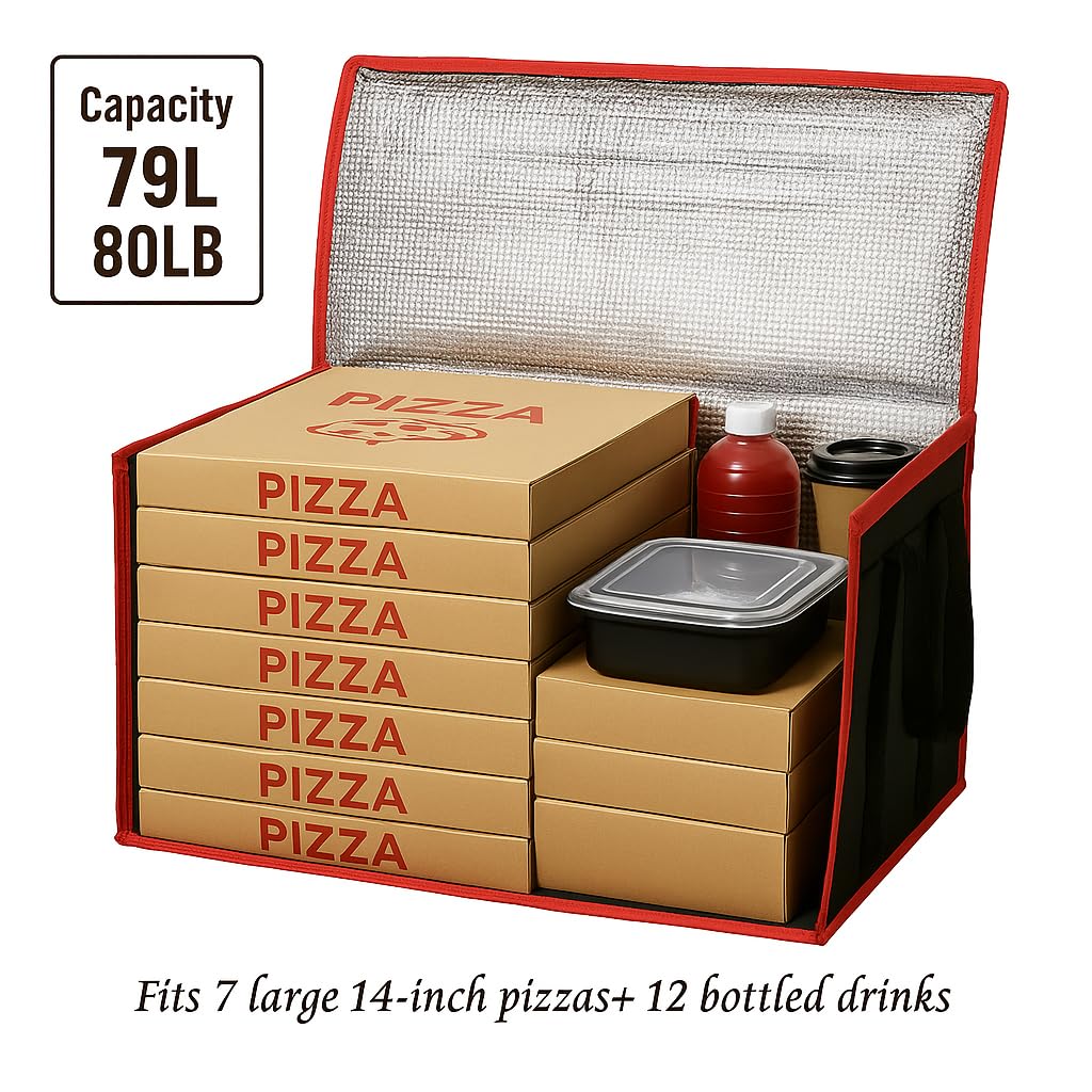 Bodaon 3 Pack Insulated Food Delivery Bags with Hard Bottom, XXXL Cooler