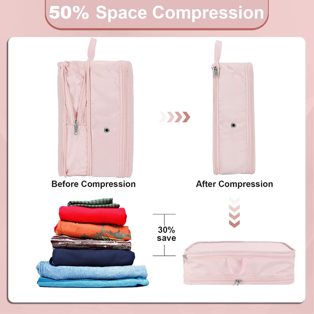 Packing Cubes for Travel Packing Organizers Compression Travel Cubes, Pink